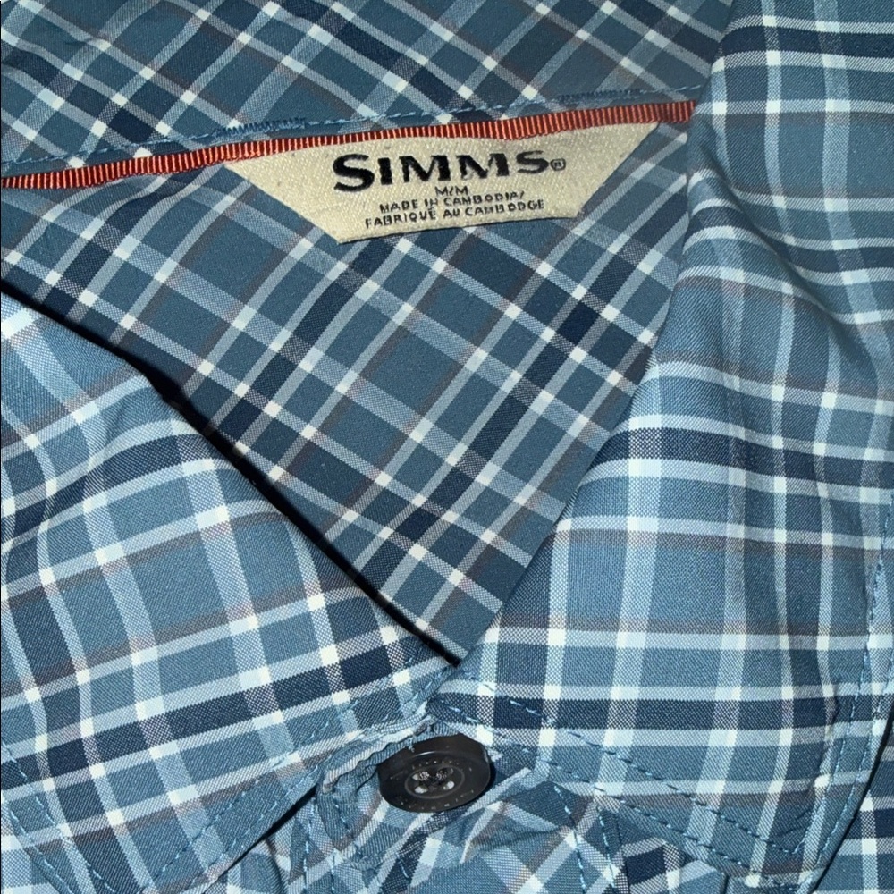 Simms Teal Checkered Button Down Shirt - image 3